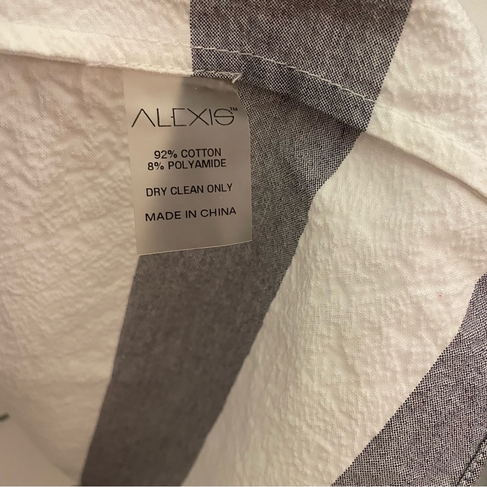 Alexis Olevetti Off The Shoulder Ruffled Striped Mini Dress Grey White XS - Picture 7 of 9